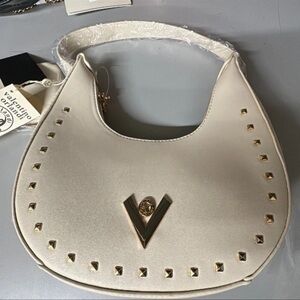 Valentino Orlandi Beige Vegan Leather Shoulder Bag